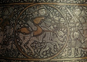 MAMLUK-RITTER: Syrische Kunst. Detail eines Beckens namens "Baptisterium von St. Louis"