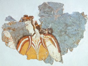 Dame des Hofes, Fresko aus dem Palast von Mykene, mykenische Zivilisation von Mycenaean