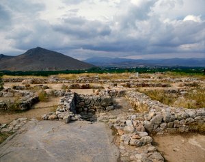 Mykenische Kunst: Bäder der mykenischen Zitadelle, Stadt Tiryns, um 1200 v. Chr. Griechenland von Mycenaean