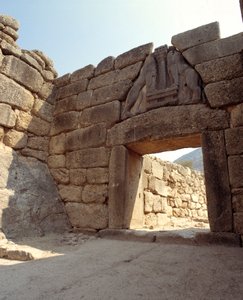 Ansicht des Löwentors in der Stadt Mykene, Griechenland von Mycenaean