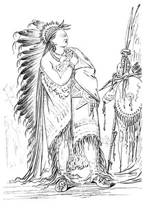 Zwei Krähen, ein männlicher Ureinwohner des Minataree-Stammes, 1841 von Myers and Co