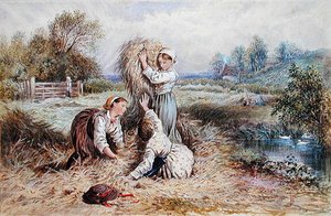 Kinder spielen auf einer Wiese