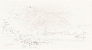 See in einer bergigen Landschaft von Myles Birket Foster