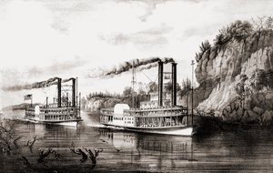Dampfschiffe rennen auf dem Mississippi, USA
