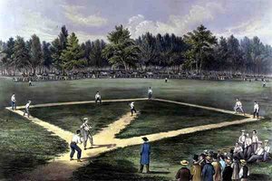 Das amerikanische Nationalspiel Baseball, Großes Spiel um die Meisterschaft auf den Elysian Fields, Hoboken, N.J. 1866