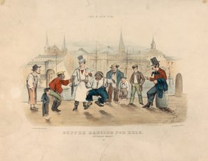 Cuffee tanzt für Aale – Catharine Market (Leben in New York) von Currier and Ives