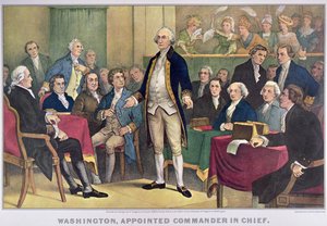 George Washington (1732-99) ernannt zum Oberbefehlshaber, veröffentlicht 1876 von Currier and Ives