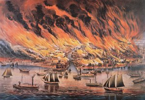 Das Große Feuer von Chicago von Currier and Ives
