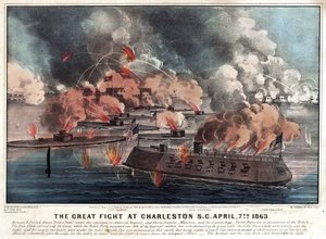 Der große Kampf in Charleston S.C. am 7. April 1863 von Currier and Ives
