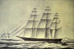 Currier & Ives Illustration 19. Jahrhundert. Das Klipperschiff Hurricane von N. and Ives, J.M. Currier