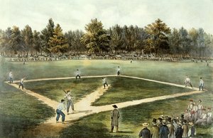 Das amerikanische Nationalspiel Baseball - Großes Spiel auf den Elysian Fields, Hoboken, NJ, 1866