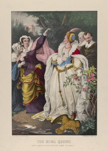 Die rivalisierenden Königinnen, Maria Stuart trotzt Königin Elisabeth, 1857-72 von N. and Ives, J.M. Currier
