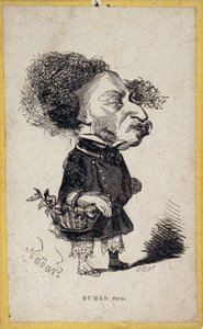Porträtkarikatur von Alexandre Dumas Jr. (1824-1895), französischer Schriftsteller. Karikatur von Gaspard Felix Tournachon genannt Felix Nadar (1820-1910) von Nadar