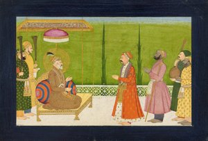 Der Dichter Sundar Das vor Kaiser Shah Jahan, Folio aus einem <em>Sundar Shringar</em>