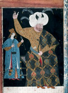 Osmanisches Reich: Porträt von Sultan Selim II, genannt der Betrunkene oder Sari der Blonde, Aquarell zugeschrieben Reis Haydar Nakkep dit Nigari, Istanbul, Topkapi Seray