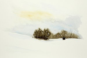 Friedliche Winterhütte