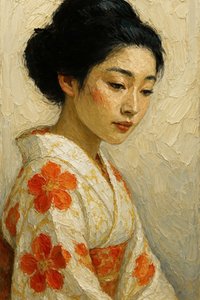 Gelassenes Kimono Porträt