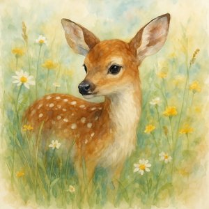 Geflecktes Rehkitz auf der Wiese von Natalie Bruns
