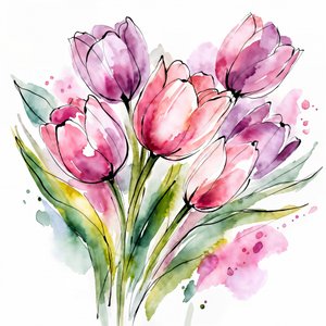 Aquarell Tulpenstrauß