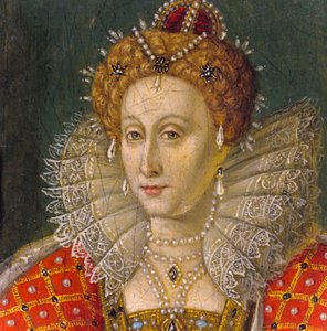 Detail eines Miniatur-Ölporträts von Königin Elisabeth I. von Nathan Benn