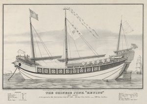 Die chinesische Dschunke Keying-Kapitän Kellett, wie sie im Hafen von New York erschien