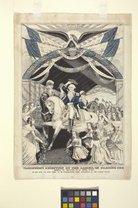 Washingtons Empfang durch die Damen beim Überqueren der Brücke in Trenton von Nathaniel Currier