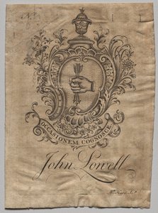 Exlibris: Wappen mit der Inschrift John Lowell