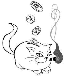 Dicke Katze Sparschwein - allegorische Illustration der Finanzkrise von Neale Osborne