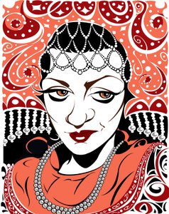 Olga Borodina, russische Mezzosopranistin, Farbversion eines s/w-Bildes, 2005 von Neale Osborne