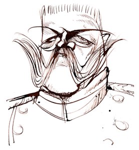 Paul von Hindenburg - Polnisch-geborener, deutscher General und Präsident (1847-1934); Karikatur