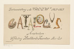 Ankündigungskarte der Ausstellung Die Frau, 1813-1913 von Nelly Bodenheim (signed by artist)