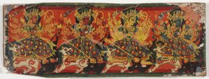 Ein Manuskriptdeckel, der Devi als die Acht Mütter darstellt