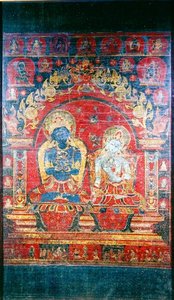 Thangka-Malerei, die den Adibuddha Vajradhara darstellt