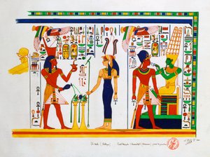 Wandgemälde aus El-Kab, Ägypten, 1841