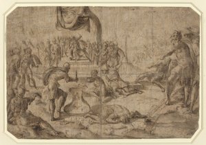 Opferszene (Gaius Mucius Scaevola?) von Netherlandish 16th Century