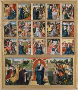 Die fünfzehn Geheimnisse und die Jungfrau des Rosenkranzes