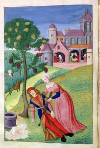 Alcithoe, Pyramus und Thisbe, Maulbeerbaum ändert die Farbe, aus Metamorphosen von Ovid, 1479