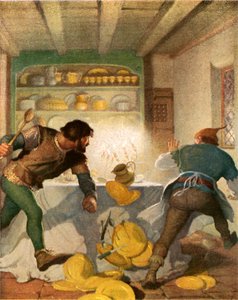 Little John kämpft mit dem Koch im Haus des Sheriffs