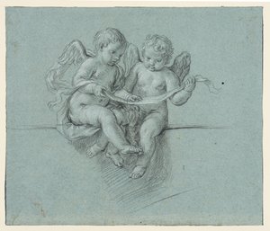Zwei Engel mit Schriftrolle von Niccolò (attr.to) Berrettoni