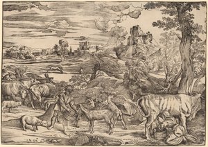 Landschaft mit einer Milchmagd