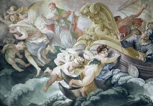 Der Sturm, der sich beim Kontakt mit der Medaille von Pius V. wundersam beruhigte von Niccolo Francesco Lapi