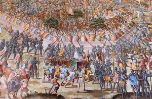 Detail des Freskos in der Halle der Schlachten der Schlacht von La Higueruela 1431