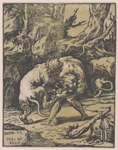 Herkules und der nemeische Löwe, 1540-50 von Niccolo Vicentino