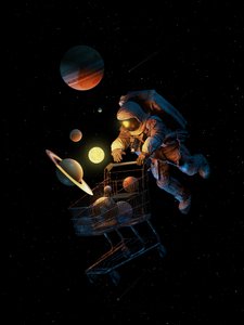 Astronaut beim Weltraumshopping von Nicebleed