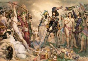 Eroberung von Mexiko: Hernando Cortes zerstört seine Flotte in Vera Cruz, 1519 von Nicholas Eustache Maurin