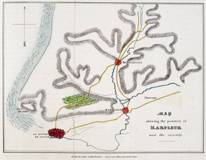 Karte, die die Position von Harfleur und die Umgebung zeigt, Illustration aus 