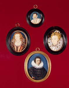 Sammlung von Miniaturen: Francis Drake (jetzt in der National Portrait Gallery); Elizabeth I (jetzt in der National Portrait Gallery); Isaac Oliver; Elizabeth, Königin von Böhmen von Nicholas Hilliard