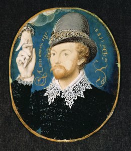 Mann, der eine Hand aus einer Wolke ergreift, möglicherweise William Shakespeare, 1588