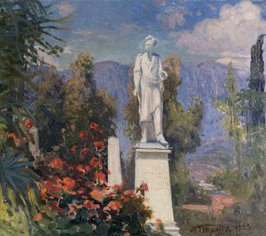 Byrons Denkmal in Missolonghi, Griechenland, 1923