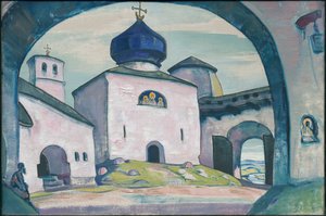 Altes Pskov, Dekor für Rimsky-Korsakovs Oper "Die Magd von Pskov", 1922